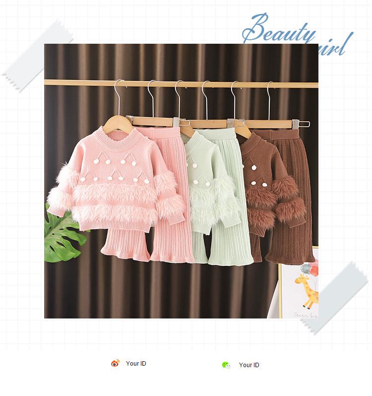 Ensemble pull tricoté et pantalon large pour tout-petites - Couleur unie polyvalente pour l'automne/l'hiver