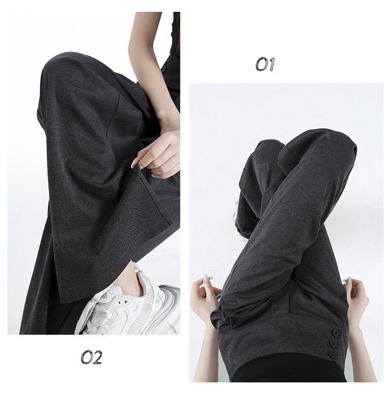 Women's Retro Grey Wide-Leg Suit Pants - Spring Casual, Versatile & Comfortable