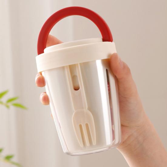 Salad Cup 501-600ml Food-Grade Portable Leak-Proof Design Salad Jar with Spoon Enhanced Drainage