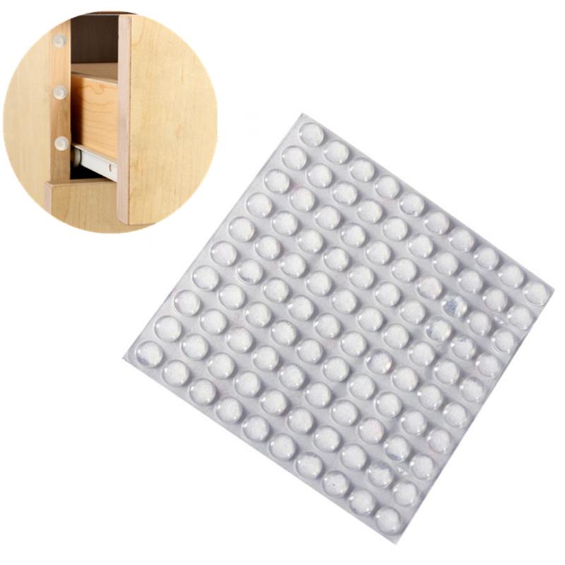 Kitchen Goods-Yulin-002 Black 100Pcs Self Adhesive Round Silicone Rubber Bumpers Soft Transparent Anti Slip Shock Absorber Feet Pads Damper