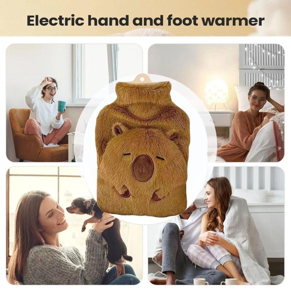 Portable Capybara Hot Water Bag Leak Proof Warmth Hand Warmer 1000ml Capacity Heat Retention Bag Winter