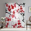 Set Of 2 Chinese Red Plum Blossom Curtains Stylish Print Living Room Bedroom Study Design Made Polyester Great Window Treatment