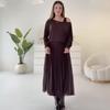 Cross-border European and American women's clothing  Amazon sexy casual slanted shoulder long-sleeved top suspender bottom dress