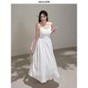 Julu Studio "Lianlian Berry" Gentle French-Style White Camisole Dress/Cardigan Plus-Size Set for Slightly Plump Women