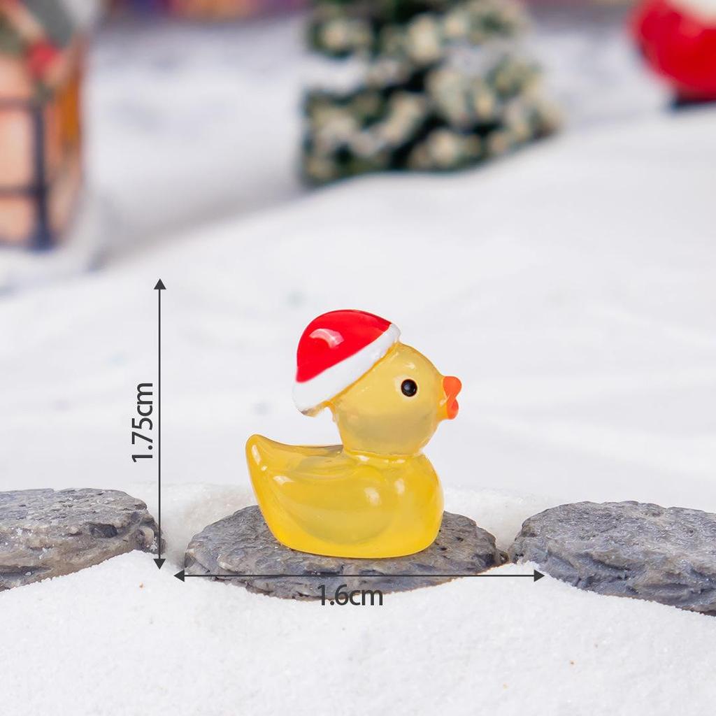 Mini Luminous Christmas Duckling Ornament – Cartoon Resin Decorative Craft