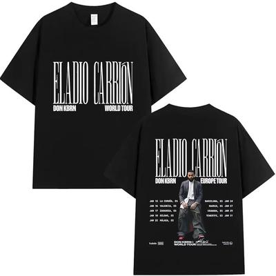 ELADIO CARRIÓN DON KBRN WORLD TOUR 2026 Merch T Shirts Men's Pop Music Fashion Oversized Cotton T-shirt Hip Hop Clothing T-shirt