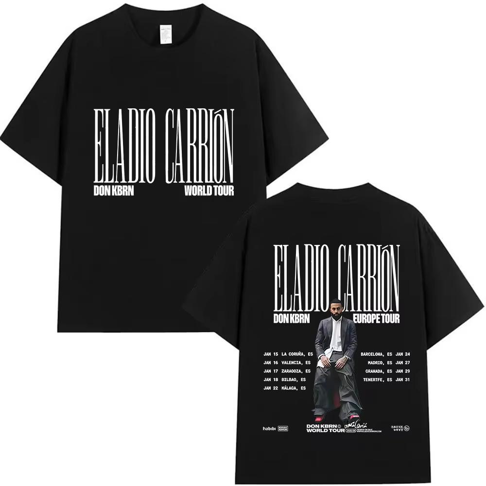 ELADIO CARRIÓN DON KBRN WORLD TOUR 2026 Magliette Merch Uomo Moda Musica Pop Maglietta Oversize in Cotone Abbigliamento Hip Hop Maglietta