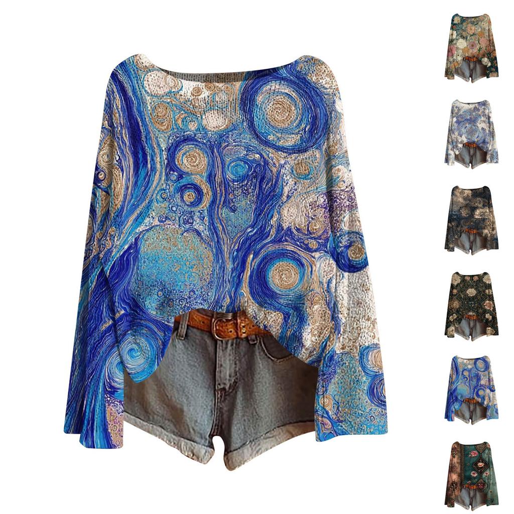 Women's Round Neck Lightweight Sweater Casual Long Sleeve Knit Pullover