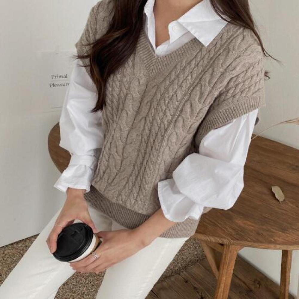 New ArriVals Open Run Women V Neck Cable Knit Vest Winter