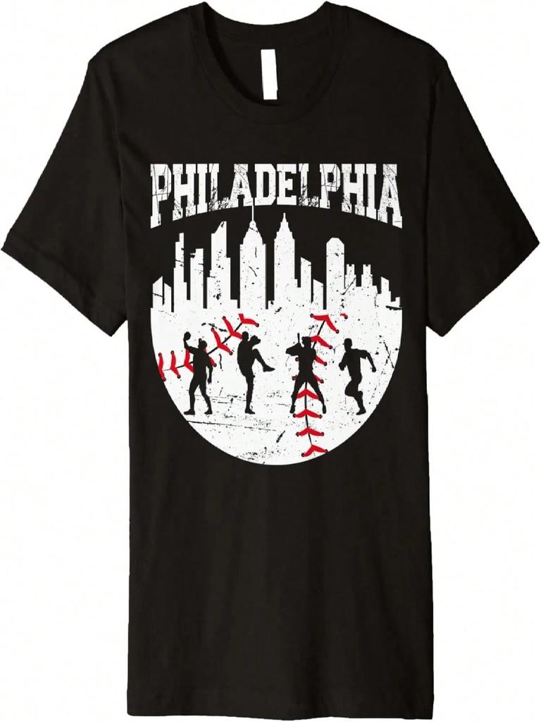 Vintage Philadelphia Skyline Philly Cityscape Baseball Fans Premium T-Shirt