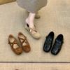 Retro suede cross-strap ballet single shoes women's 2025 spring and autumn new ballet with skirt late evening wind Mary Jane shoes