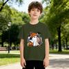 Kids' Halloween Printed Short Sleeve Neck T-Shirt, Loose Fit Top