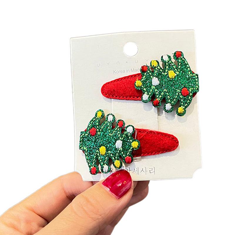 Festive Christmas Tree & Snowman Hair Clip for Kids