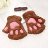 Winter Girl Cute Bear Cats Claw Cashmere Neck Hanging Half Finger Gloves Mittens