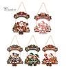 Cute Cartoon Christmas Ornament Wooden Welcome Sign, Front Door Hanging Rustic Holiday Vintage Style Sign Wall Decor with Elk/Santa Claus/Snowman/Elf