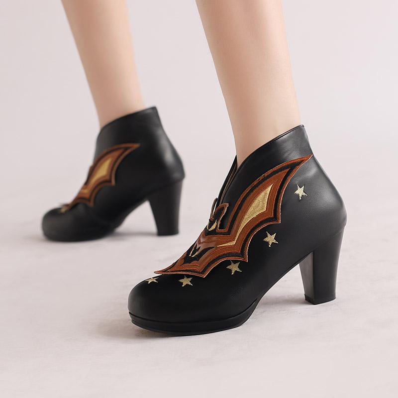 Women's High-heeled Single Shoes Spring and Autumn Waterproof Table Thick-heeled Color Matching Large-size Single Shoes