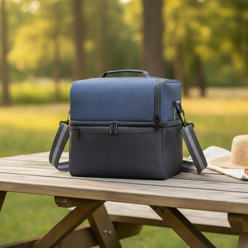 Two-Compartment Insulated Cooler Bag Lightweight for Picnics