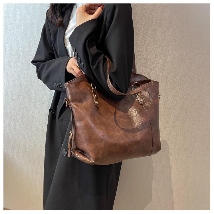 

Женская сумка-тоут большой вместимости - 2025 Горячая распродажа Сумка через плечо для студенток One Size кофейный