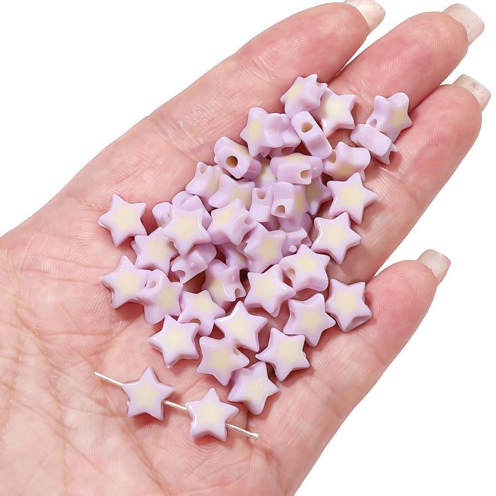 Håndlaget Armbånd Perler Akryl Tofargede Perler Pentagram Løse Perler Håndperlede Perler Halskjede Håndlaget DIY Perlehalskjede Smykketilbehør