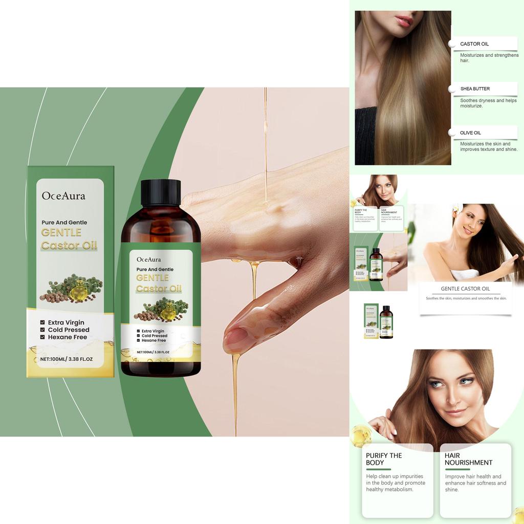 Oceaura Multi-Effekt Rizinusöl Sanft Hydratisierend Feuchtigkeitsspendend Hautreparierend Nährende Essenz 100ml