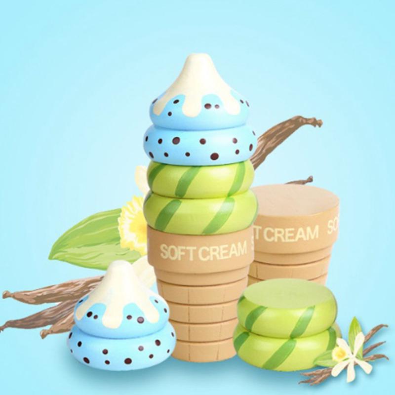 Kid Magnetic House Play Toy Wooden Chocolate Vanilla Strawberry Ice Cream Children Gift