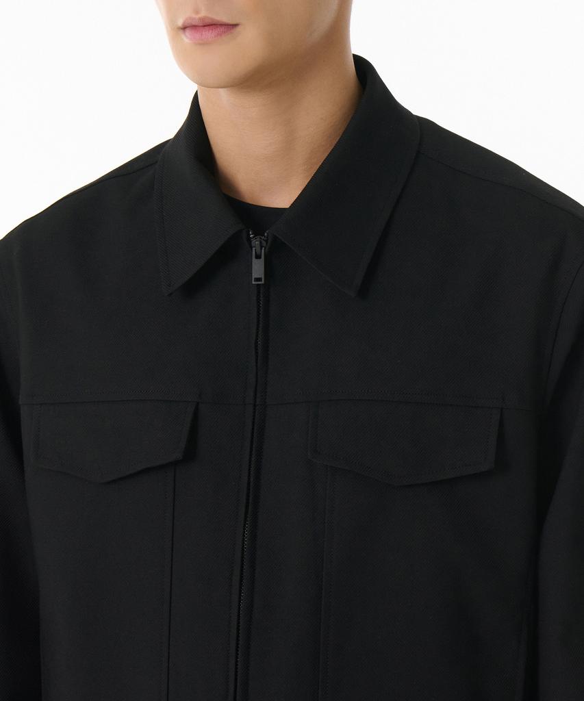 Musinsa Standard Whipcord Minimal Zip-Up Trucker Jacket [Black]