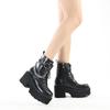 Stivali Biker Ankle Boots da Donna Stile Europeo Primavera 2022, Decorazione con Catena Metallica, Zip Laterale, alla Moda, Stivaletti Corti da Donna