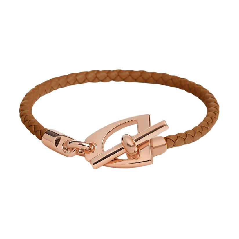 

Hermes Etrier Woven Design Calfskin Bracelet Unisex Bracelets Gold H100016FO37 Box+Shopping Bag,T2
