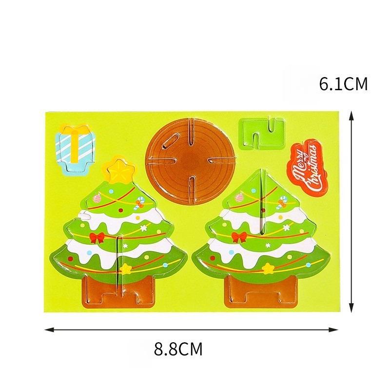 Non-Toxic 10Pcs Mini Cartoon Santa Claus Snowman Paper Jigsaw Puzzles Educational Toy For Kids Christmas Party Favors Kindergarten Rewards