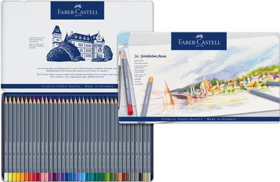 Lápis de Cor Aquarelável Goldfaber Aqua 36 Cores em um Estojo 114636 Faber-Castell, Lata,