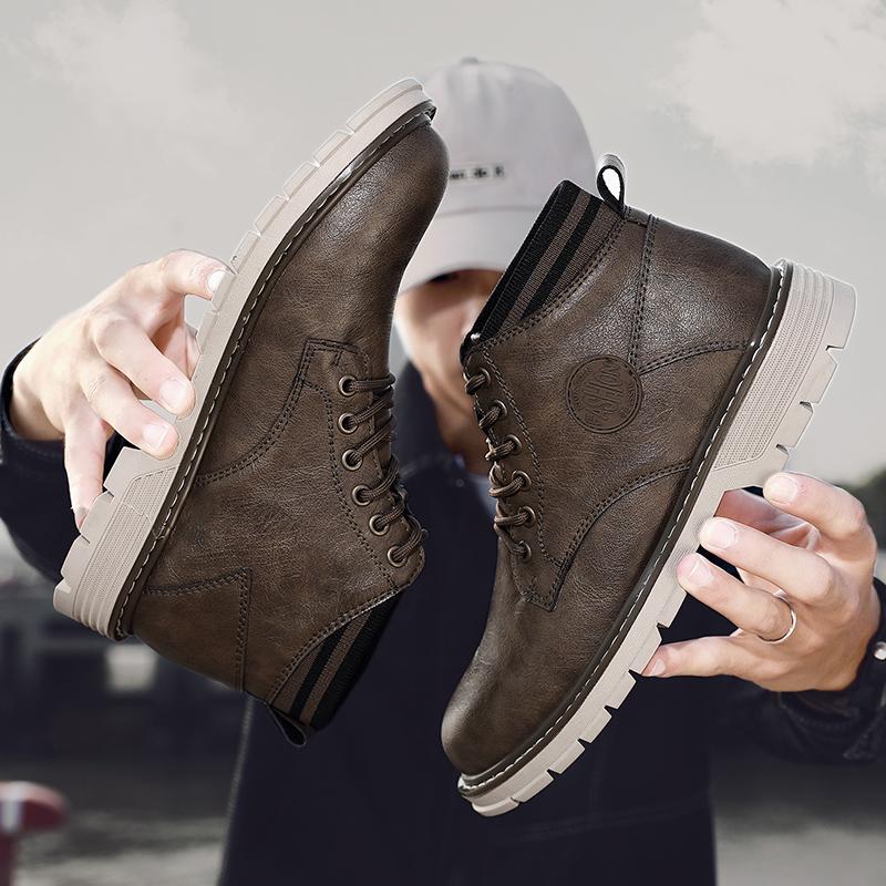 Autumn Men Boots Non Slip Comfortable Outdoor Shoes Plus Size Men'S Shoes Casual Leather Basic Footwear Brand Fashion Sneakers