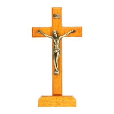 Crucifix Wooden Hand Made Standing Catholic Jesus Crucifix Wall Cross Religious Prayer Display