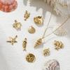 2 PCs 304 Stainless Steel Charms 18K Real Gold Plated Sea Star Conch Shell Fish Lobster Turtle Pendants Forf DIY Jewelry Making