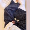 Plus Size Plaid Woolen Wide Leg Pants - Elastic Waist, Slimming, Hip Coverage, Women's Casual Straight Leg Long Pants