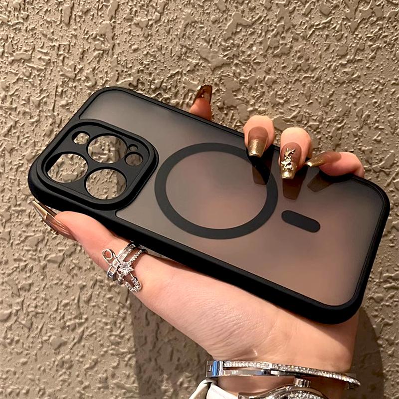 Luxury Matte Case For iPhone 17 16 15 14 11 Pro Max Plus 16Pro 15Pro 14Pro Magsafe Mag Safe Charge Anti-fingerprint Cover