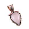 Natural Rose Quartz 925 Solid Sterling Silver Jewelry TwoTone Pendant 1.25" H6O65