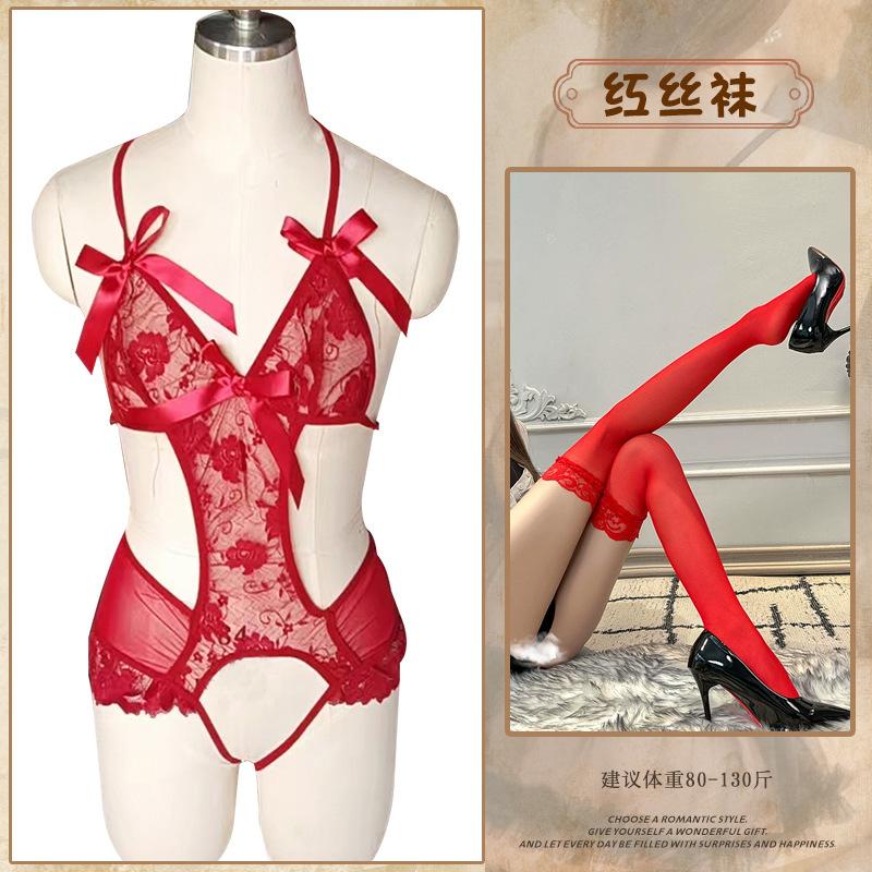 Sex underwear pure desire purple lace onesie sexy open crotch free temptation sex uniform