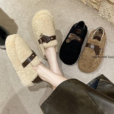 Women Shoes Autumn Female Footwear Clogs Platform Modis Casual Sneaker Slip-on Loafers Fur Fall Dress Creepers 2024 Winter Slip