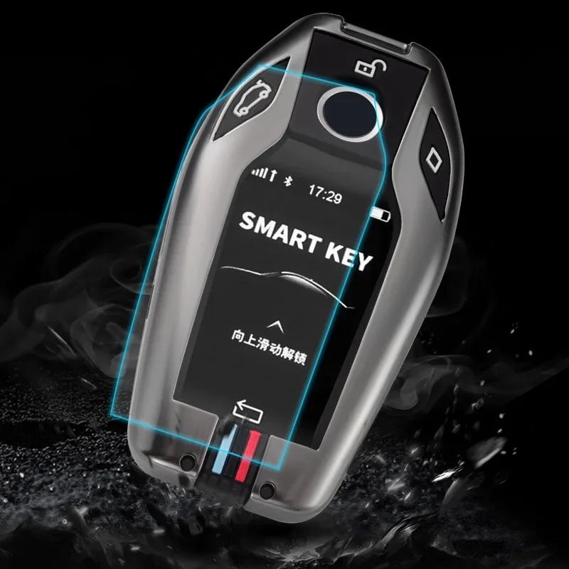 Autoschlüsseletui aus Kohlefaser-Silikon mit LED-Anzeige für BMW 5er 7er G11 G12 G30 G31 G32 I8 I12 I15 G01 X3 G02 X4 G05 X5 G07 X7