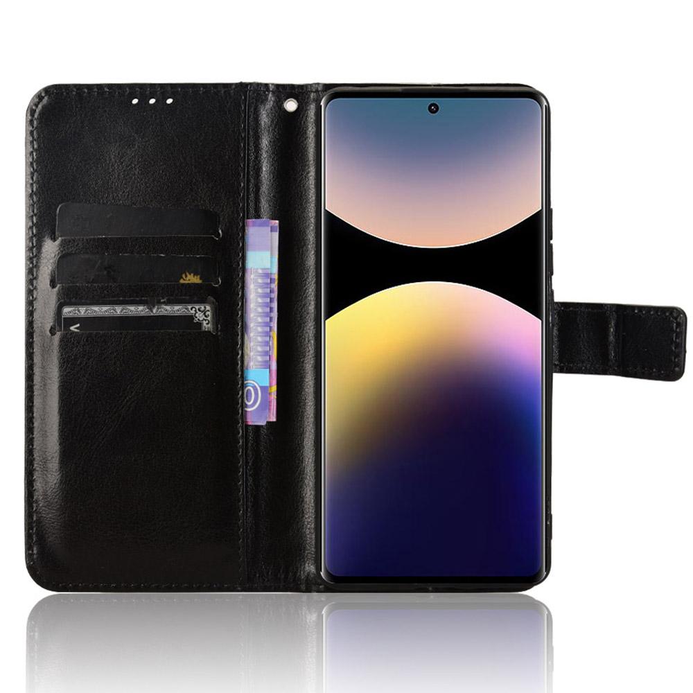 

For Xiaomi Redmi Note 14 Pro 4G Case Crazy Horse Texture PU Leather Phone Wallet Cover Red
