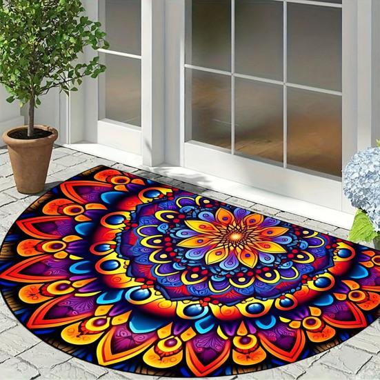 Yousheng Front Door Mat Entrance Half Circle Rug Outside Entry Welcome Mat Doormat with Non Slip Rubber Backing for Front Door Entryway