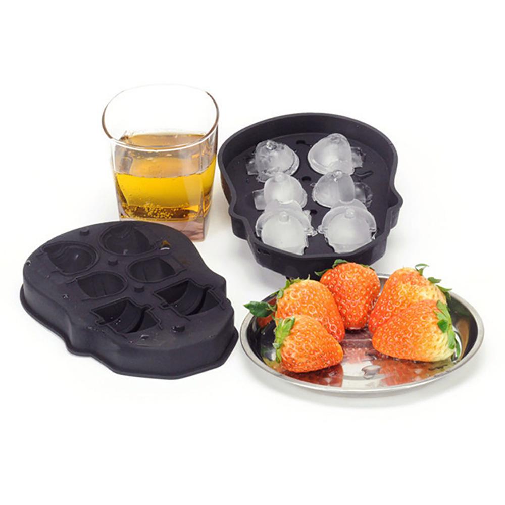 Lebka Tácky na ledové kostky Silikonová 3D DIY forma pro domácí kuchyni Černá měkká