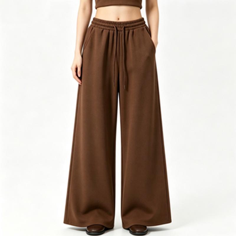 Fleece Women's Pants Solid Color Casual Versatile Wide-footed Pants Sweatpants Loose Outer Trousers