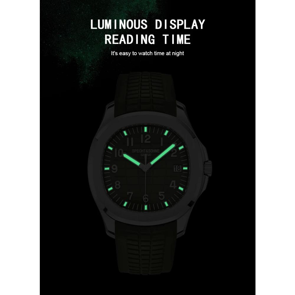 2025 Neue Specht&Sohne 40MM Automatische Mechanische Uhr für Herren Miyota 8215 Uhrwerk Saphirglas 5167 Sportarmbanduhr Dornschließe Faltschließe