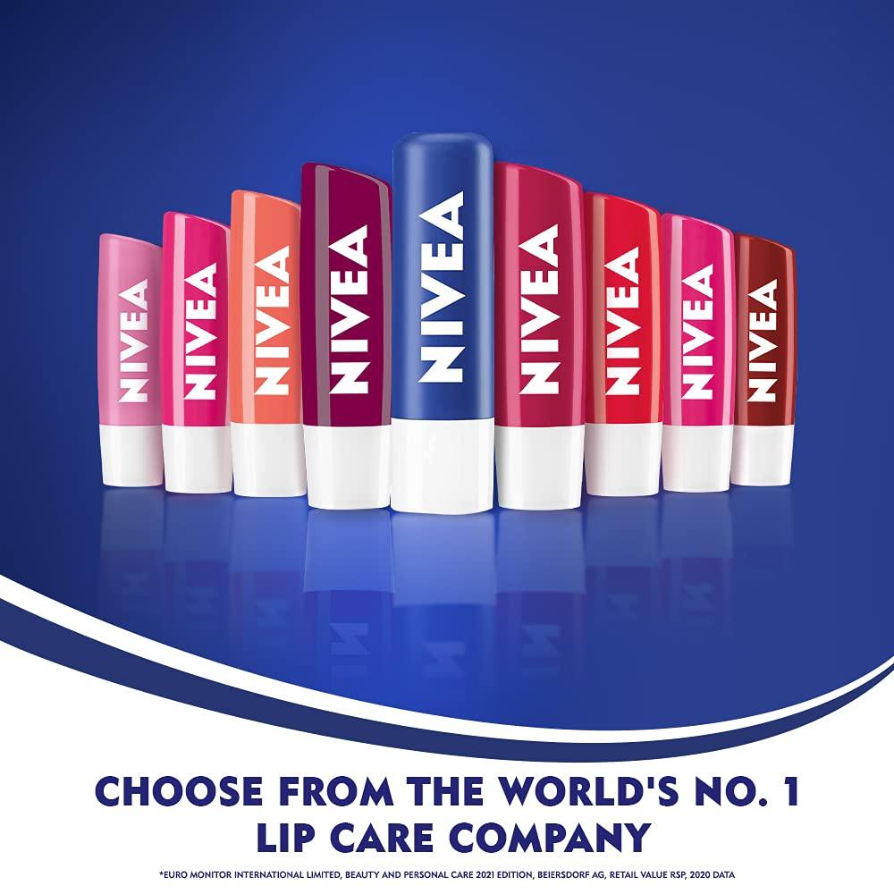 Nivea Original Lip Balm Stick For Dry Lips 4.8g Pack Of 1 | 24H Moisture Care With Natural Oils | Transparent Shine For Smooth Lips