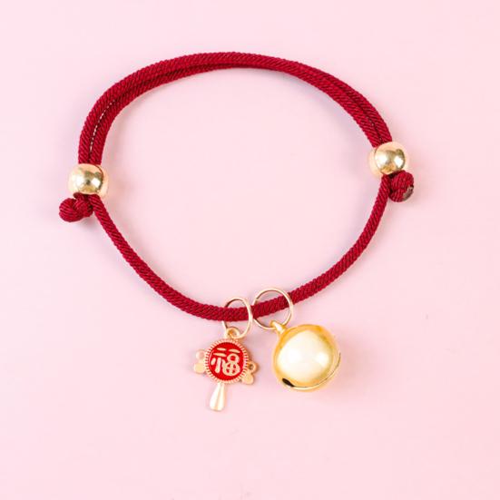 Pet Collar Chinese Style Attractive Adjustable Universal Cats Dogs Collar Necklace with Bell for Spring Festival