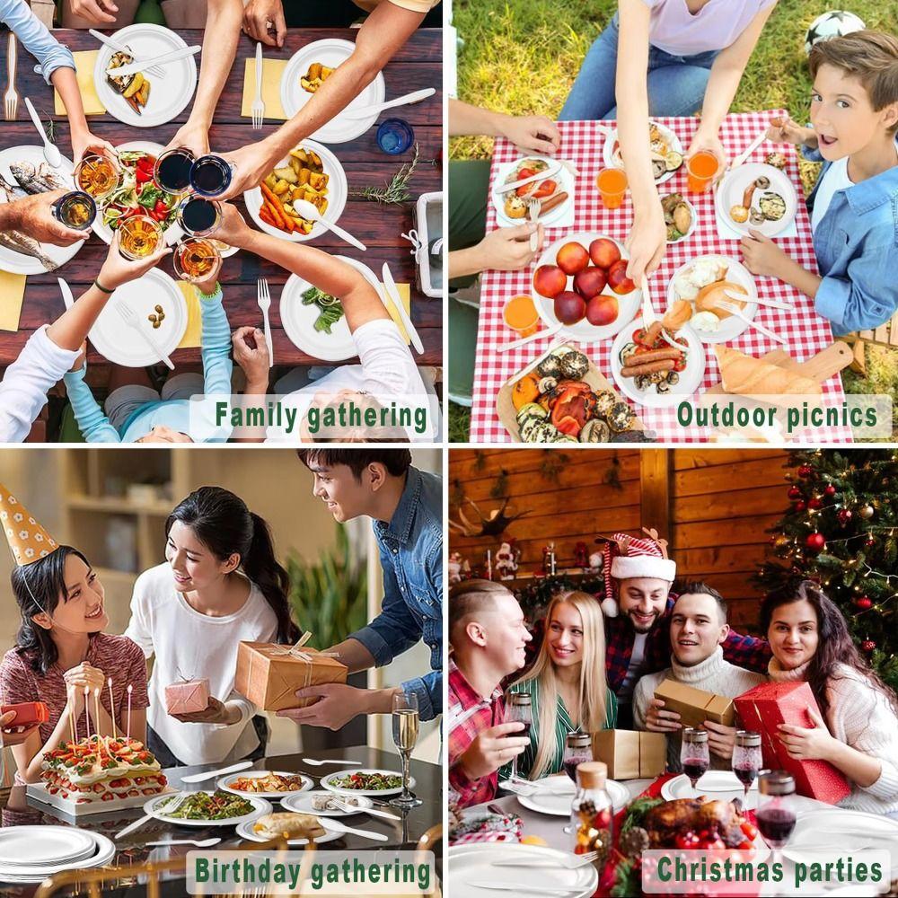 50Pcs Eco-Friendly Disposable Tableware Heat Resistant Wedding Serving Tray Pulp Lunch Boxes Picnic