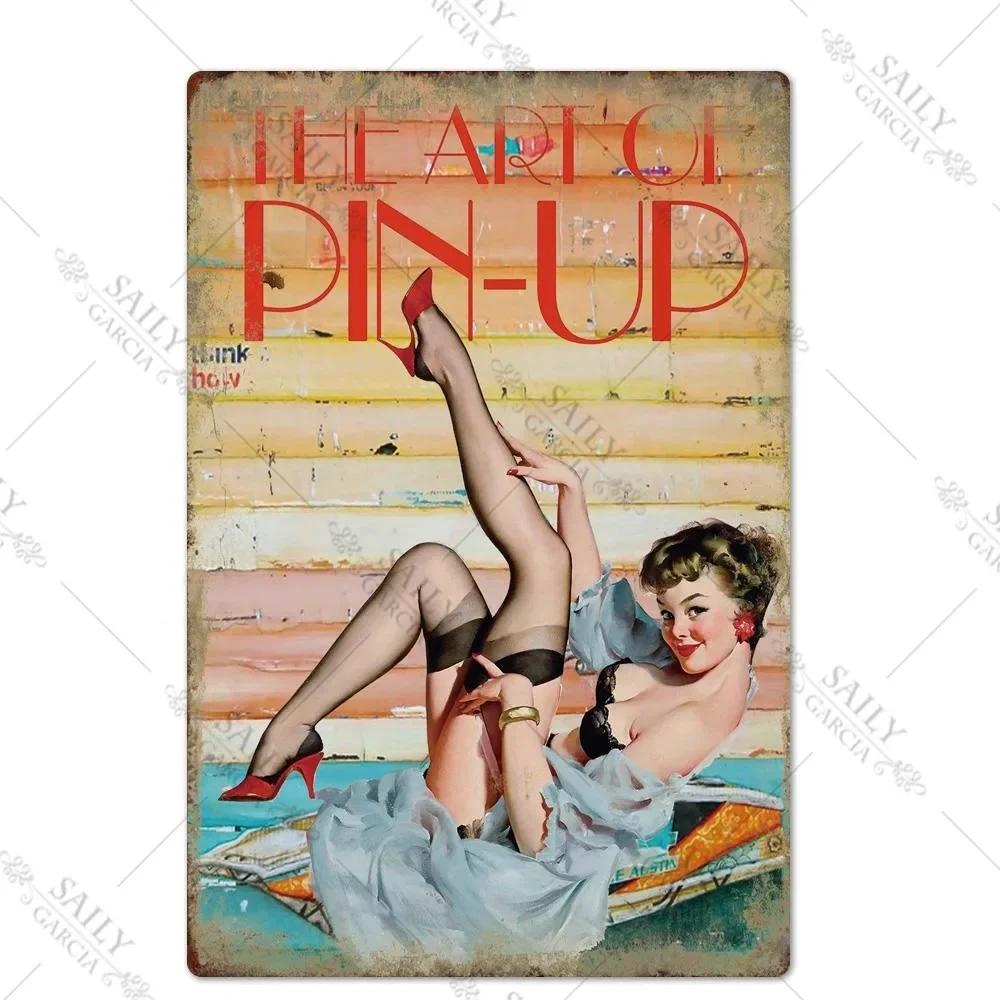 Vintage Surfing Girls Metal Sign Posters for Home Decor Fashion Art Wall Mural Bar Pub Sign Decor Metal Plate