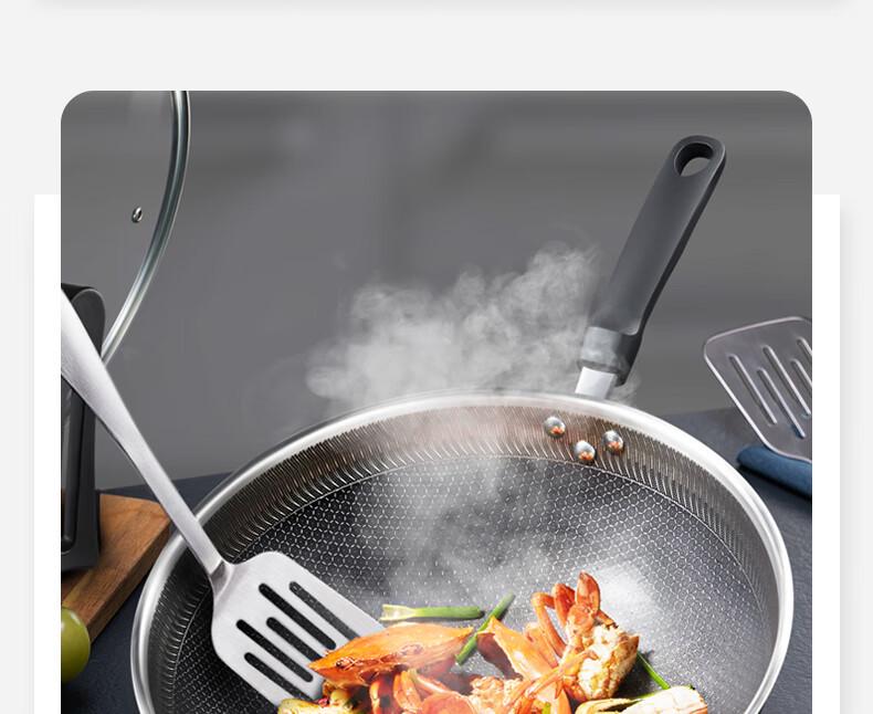 Supor Honeycomb Non-stick Stainless Steel Wok, 30/32/34cm Frying Pan