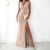 2023 Summer Bestseller Sleeveless V-Neck Solid Color Slit Dress
